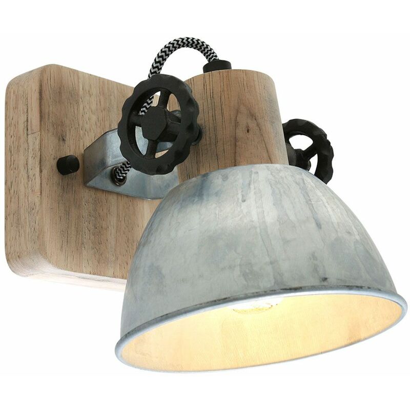 Image of Lampada da parete illuminazione sala da pranzo faretto in legno lampada industriale in un set che include lampadine a led