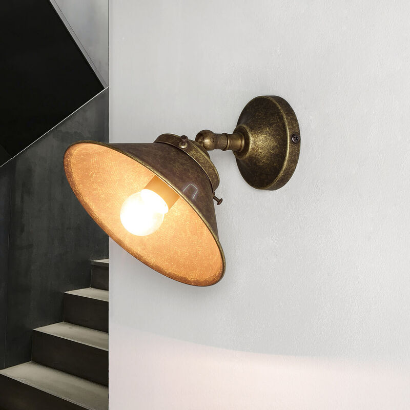 Image of Lampada da parete pregiata in ottone color bronzo antico regolabile fatta a mano - Bronzo antico opaco