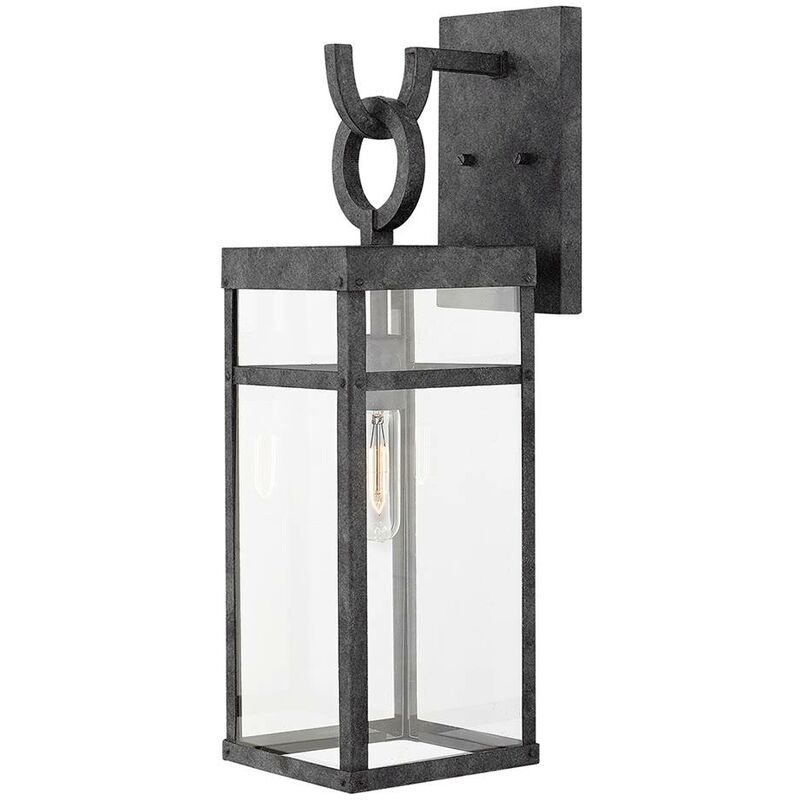 Image of Lampada da parete Quintatesse Porter E27 40W IP44 Alluminio, Altzink Glass Clear L: 21 cm H: 56,4 cm B: 16,5 cm Dimmabile