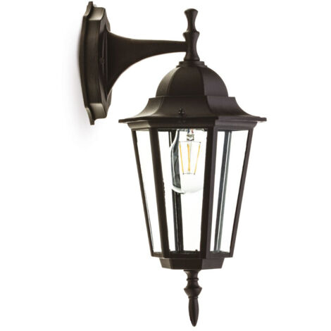 Lampada da parete retrò per esterni, inferiore, nera, 1xE27 50W, LO4102 IP54, Kobi