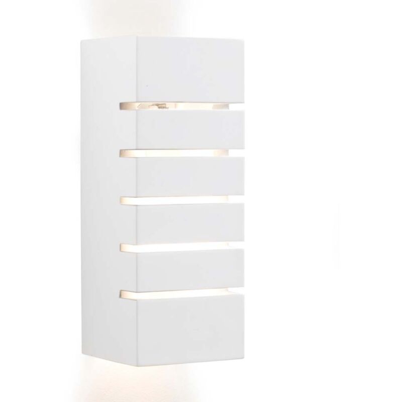 Applique Contemporanea Malta Pietra - Cemento - Gesso Bianco 1 Luce E14