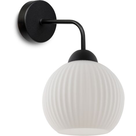 LAMPADA DA PARETE RIFFLE NERA 1 PARALUME BIANCO PIATTO SFERA E27