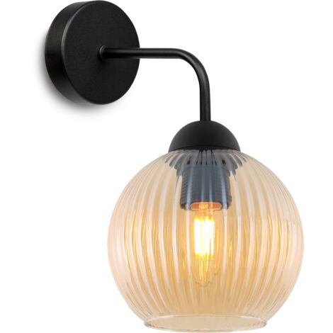 LAMPADA DA PARETE RIFFLE NERA 1 PARALUME MIELE PIATTO A SFERA E27