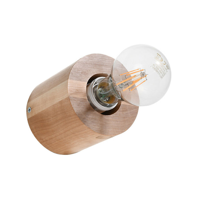 

Sollux Lighting - Lampada da parete rotonda da superficie in legno naturale E27 Lámpara de pared redonda de superficie madera natural E27