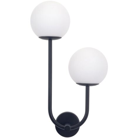 FORLIGHT Lampada da parete Sfera Lamapara di forma ovale e 2 sfere nere per lampadina G9
