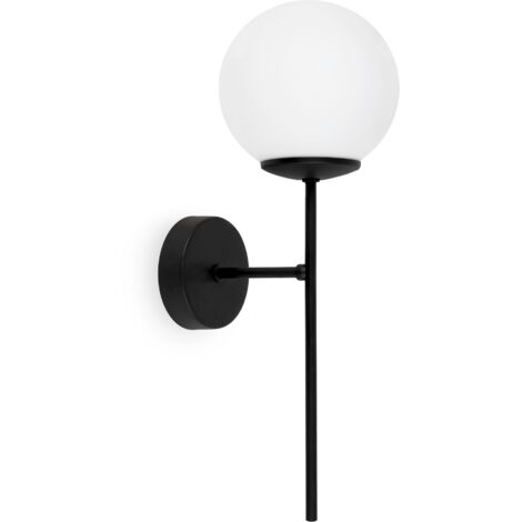 LAMPADA DA PARETE SIENA NERA 1 PARALUME BIANCO PIATTO E14