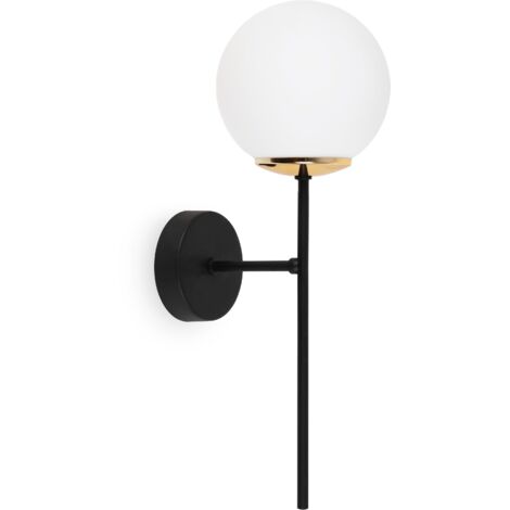 LAMPADA DA PARETE SIENA NERA E ORO 1 PARALUME BIANCO PIATTO E14
