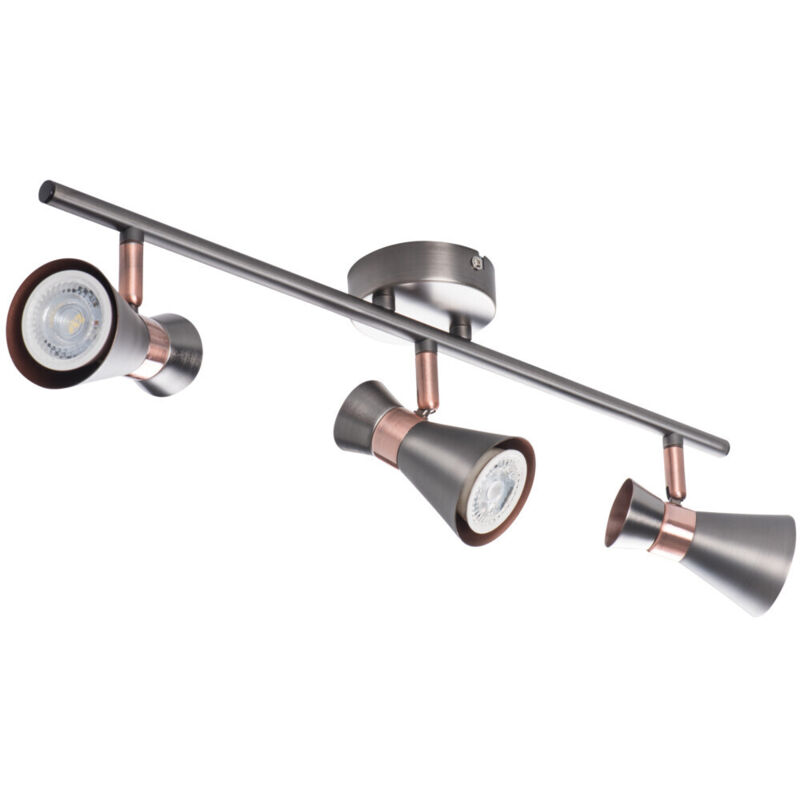 Lampada da parete faretto mileno argento ramato orientabile 3 luci GU10