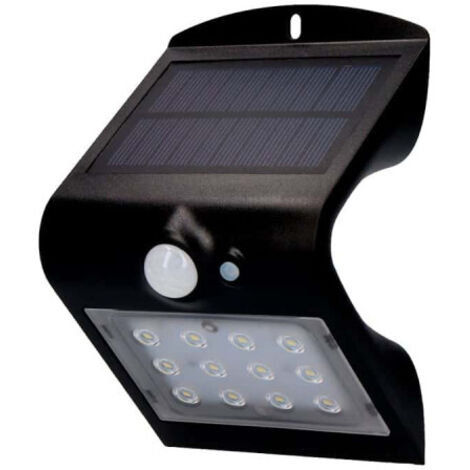Lampada da parete solare 1.5w 220lm sensore di presenza ricaricabile 2 6m Colore Nero 9.6x7.3x14cm EDM