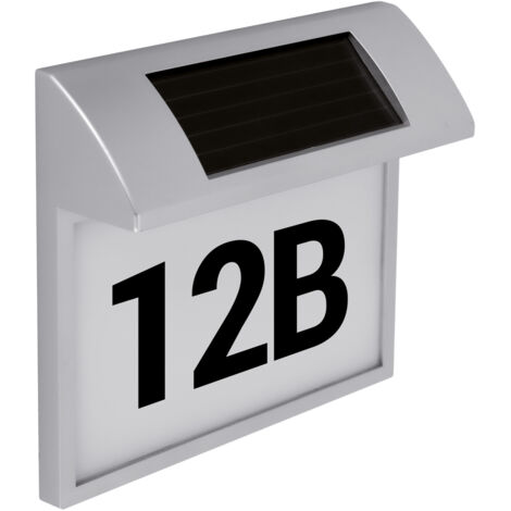 Lampada da parete solare per esterni con numero civico ADDRESS LED 0,18W 6500K IP44 cromata