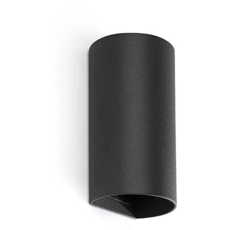 Lampada da parete SOLE rotonda liscia nera con interruttore 40539