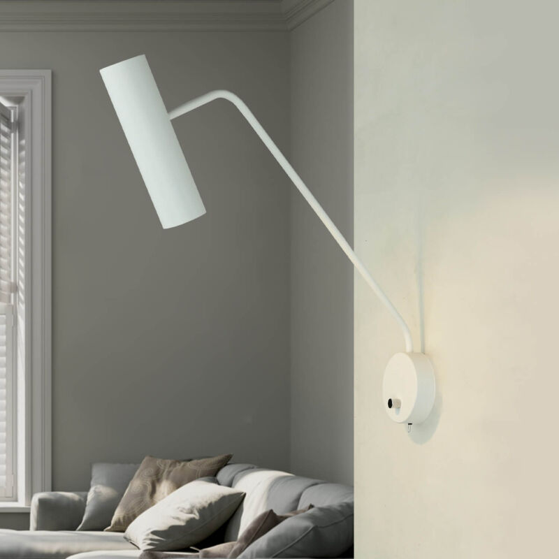 Image of Lampada da parete per interni Faretto Spot a muro dal design moderno in bianco Lampada da lettura - Bianco