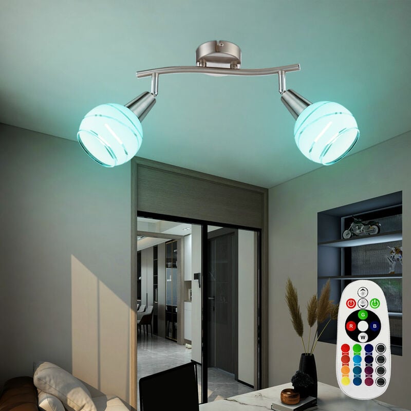 Image of Lampada da parete, faretto da soffitto, lampada cambiacolore, mobile in un set che include lampade a led rgb