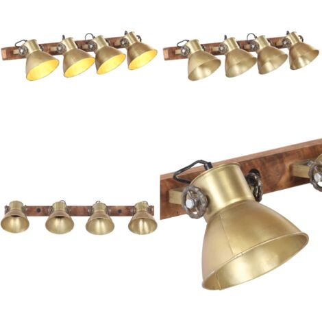 Lampada da Parete Stile Industriale Ottone 90x25 cm E27 - Lampada da parete in ottone - Lampada da parete con paralume in ferro