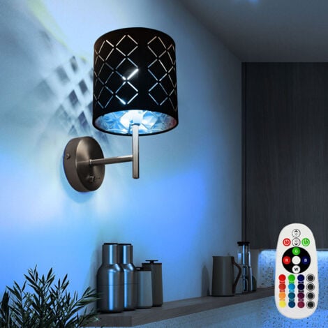 Lampada da parete tessile nero oro dimmer telecomando faretto da lettura in set incl. lampadina LED RGB
