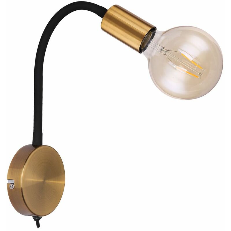 Image of Etc-shop - Lampada da parete vintage per dormire lampada da camera degli ospiti Flexo mobile gold in un set che include lampadine a led