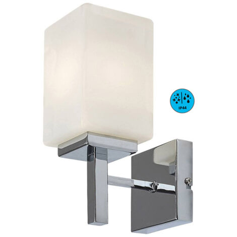 Lampada da parete ZENKAI E14 1X max.10W IP44 metallo cromo, vetro bianco H:24.5cm L:10cm dimmerabile
