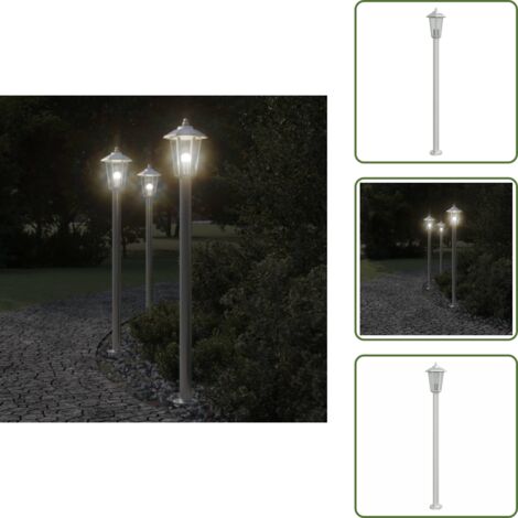 Lampada da patio - vidaXL Lampada da Terra per Esterni Argento 120 cm in Acciaio Inox - Lampada da vialetto