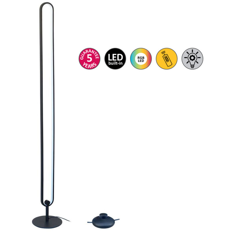 Image of Lampada da pavimento a LED Barto da 19 W Metal Matt Nero, Plastica Bianco B: 10 cm H: 125 cm con interruttore