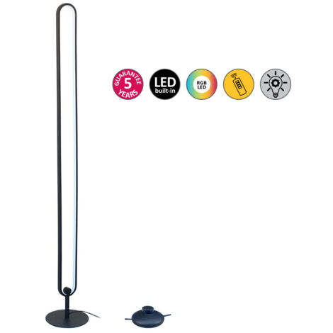 Lampada da pavimento a LED Barto da 19 W Metal Matt Nero, Plastica Bianco B: 10 cm H: 125 cm con interruttore