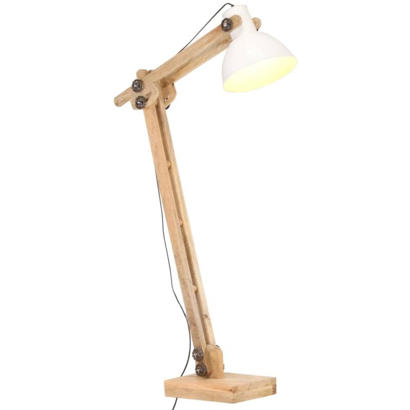 Lampada da Pavimento Bianca in Legno Massello di Mango E27 - Vidaxl
