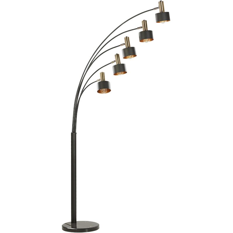 Image of Beliani - Moderna lampada da terra nera in metallo a 5 fuochi con braccia regolabili Anbesa