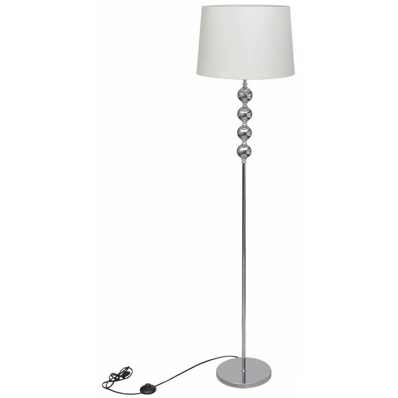 Image of Lampada da pavimento Moderna con pulsante a pedale 60 w base cromata bianca