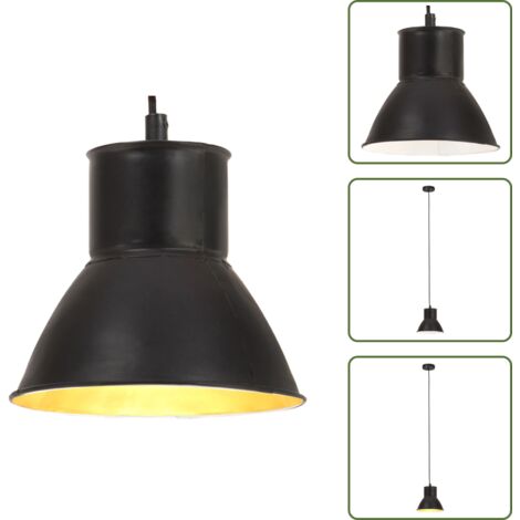 Lampada da pranzo - vidaXL Lampada a Sospensione 25 W Nera Rotonda 17 cm E27 - Lampada da ufficio