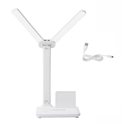 Lampada da scrivania a LED a doppia testa, lampada da tavolo a LED con ricarica USB per casa/ufficio