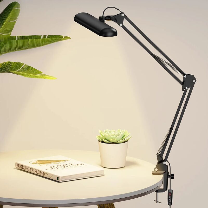 Image of Lampada da scrivania a led con clip, lampada da scrivania a risparmio energetico, con braccio oscillante dimmerabile, 3 modalità di illuminazione x