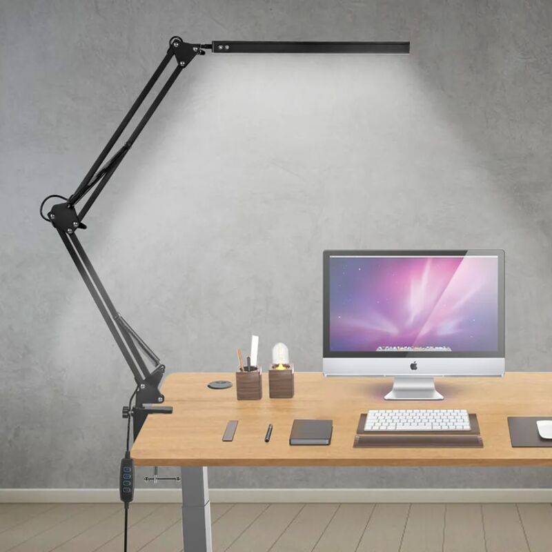 Image of Lampada da scrivania a LED Lampada da architetto con braccio girevole Protezione per gli occhi Lampada da lettura da scrivania dimmerabile