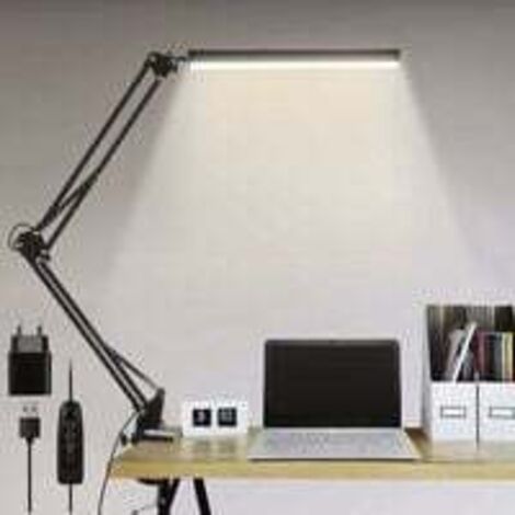 Lampada da scrivania a LED, lampada da scrivania pieghevole da architetto da 14 W con clip, 10 livelli di luminosità x 3 modalità colore, lampada da scrivania regolabile per la cura degli occhi, adatt