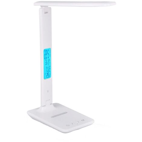 Lampada da scrivania a LED, ricarica wireless, ABS, 5 livelli di intensità luminosa, regolabile, pieghevole, 33 x 10 x 17 cm, bianco