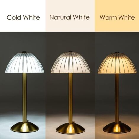 Lampada da scrivania a LED senza fili con luminosità regolabile e batteria, 3 colori di luce, lampada da comodino per soggiorno e camera da letto