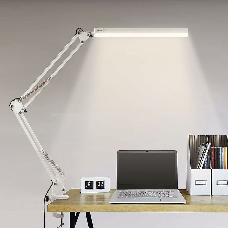 Image of Lampada da scrivania a LED Ulisem, lampada da tavolo pieghevole da architettura con morsetto, 10 livelli di luminosità x 3 modalità colore, lampada