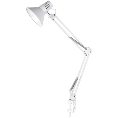 Lampada da scrivania a morsetto bianca E27 10W Worker Polux