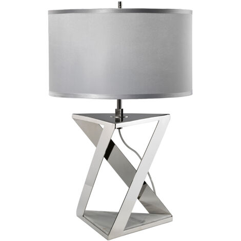 Lampada Da Scrivania Aegeus Acciaio Nichel Lucido E Marmo Bianco 1 Luce E27