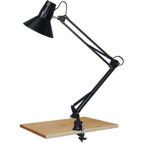 Lampada da scrivania americana con protezione per gli occhi, lampada da comodino a LED, braccio lungo pieghevole, lampada da scrivania con morsetto di regolazione, lampada da lavoro (nera)