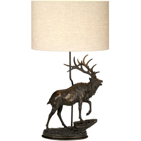 Lampada Da Scrivania Angus Materie Plastiche Bronzo Patinato Tessuto 1 Luce E27