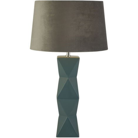 Lampada Da Scrivania Chatham Ceramica Blu Tessuto Grigio 1 Luce E27