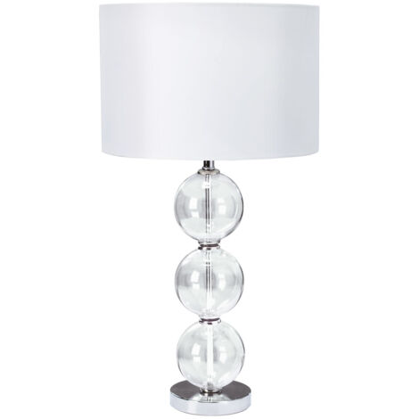 Lampada Da Scrivania Classico Bliss Acciaio Cromo Vetro Bianco 1 Luce E27