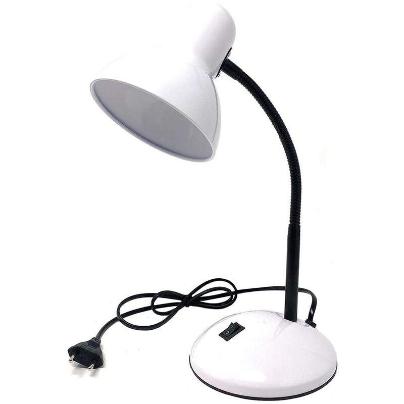 Image of Lampada da scrivania con braccio flessibile snodabile luce lume da tavolo orientabile da cameretta bianco
