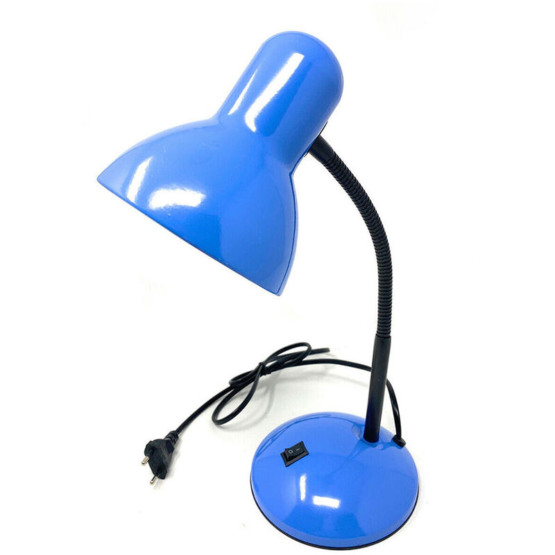 Image of Lampada da scrivania con braccio flessibile snodabile luce lume da tavolo orientabile da cameretta blu