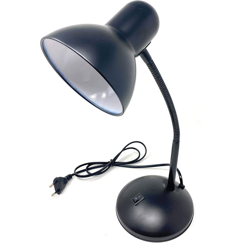 Image of Vetrineinrete - Lampada da scrivania con braccio flessibile snodabile luce lume da tavolo orientabile da cameretta nero