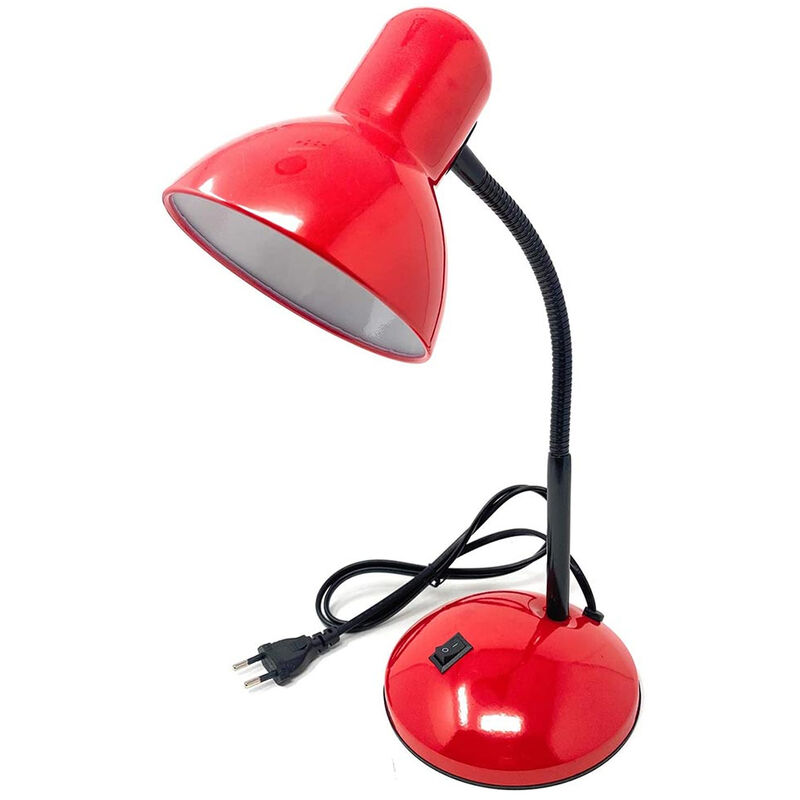 Image of Vetrineinrete - Lampada da scrivania con braccio flessibile snodabile luce lume da tavolo orientabile da cameretta rosso