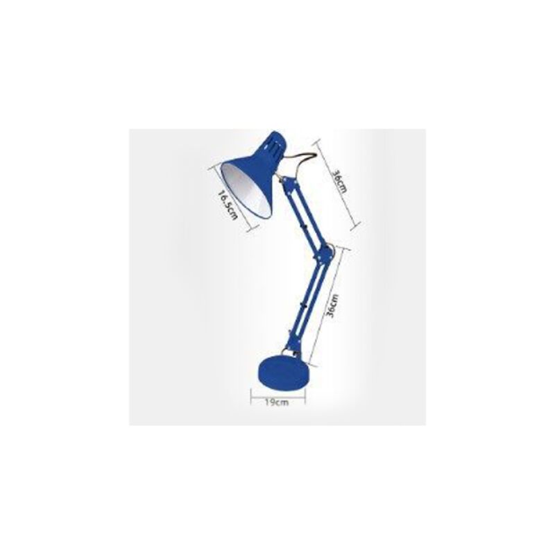 Image of Trade Shop - Lampada Da Scrivania Con Braccio Snodabile Attacco E27 Luce Tavolo Per Ufficio Blu - Blu