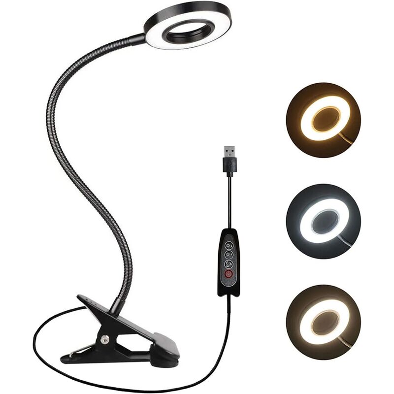 Lampada da scrivania con morsetto usb, 48 led, 3