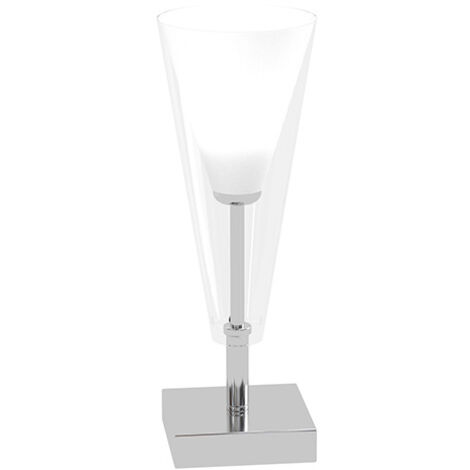 Lampada Da Scrivania Contemp Bullet Metallo Cromo Vetro Trasparente 1 Luce E14