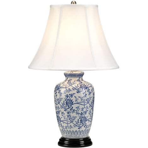Lampada Da Scrivania Contemporanea Blue Ginger Jar Porcellana Blu 1 Luce E27