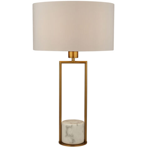 Lampada Da Scrivania Contemporanea Claire Metallo Oro Tessuto Bianco 1 Luce E27